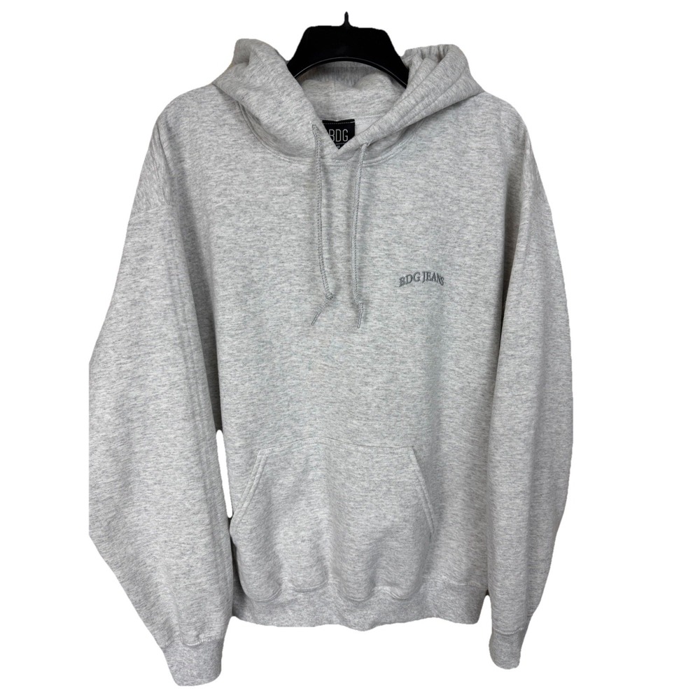 BDG Men Cotton Blend Hoodie M Gray Embroidered Logo Sweatshirt